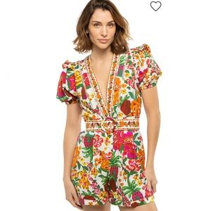 FARM RIO Floral V-neck Romper